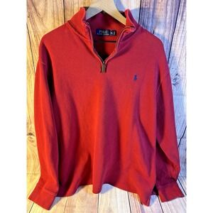 Polo Ralph Lauren Mens Red 1/4 Zip Sweater Cotton Pullover Quarter Zip XL XLARGE
